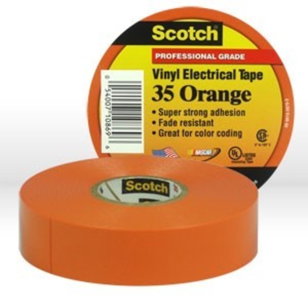 3M Electrical Tape, Orange, 1/2"X20Ft 54007-10273